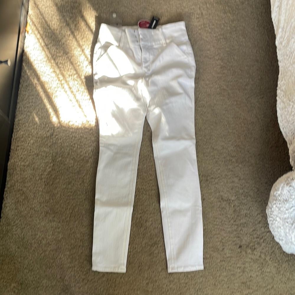 White denim high rise legging